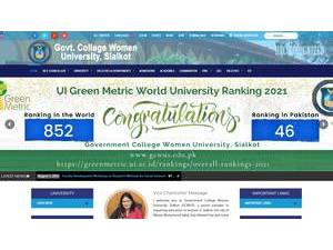 گورنمنٹ کالج وویمن یونیورسٹی سیالکوٹ نے's official website homepage screenshot
