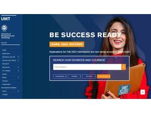 یونیورسٹی آف مینجمنٹ اینڈ ٹیکنالوجی's official website homepage screenshot
