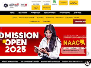 अर्का जैन विश्वविद्यालय's official website homepage screenshot