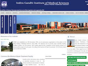 इंदिरा गांधी आयुर्विज्ञान संस्थान's official website homepage screenshot