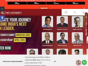 एनआईआईटी विश्वविद्यालय's official website homepage screenshot