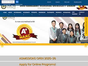 एसआरएम विश्वविद्यालय, सिक्किम's official website homepage screenshot