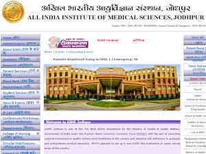 ऑल इंडिया इंस्टीट्यूट ऑफ मेडिकल साइंसेज जोधपुर's official website homepage screenshot