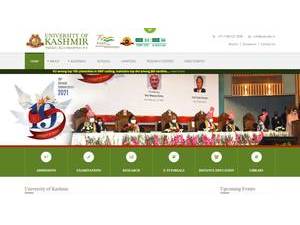 कश्मीर विश्वविद्यालय's official website homepage screenshot