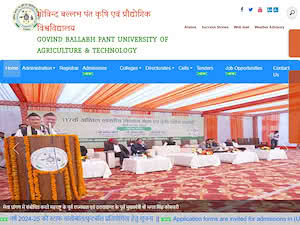 गोविंद वल्लभ पंत कृषि एवं प्रौद्योगिकी विश्वविद्यालय's official website homepage screenshot