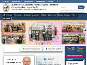 डॉ. बाबासाहेब आंबेडकर तंत्रज्ञान विद्यापीठ's official website homepage screenshot