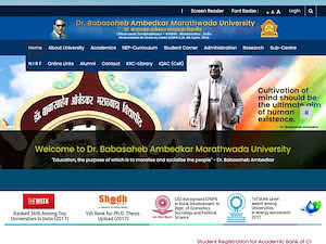 डॉ. बाबासाहेब आंबेडकर मराठवाडा विद्यापीठ's official website homepage screenshot