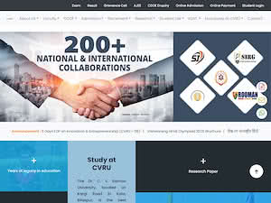 डॉ. सी.वी. रमन विश्वविद्यालय's official website homepage screenshot