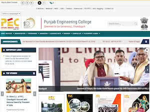 पंजाब इंजिनियरिंग कॉलेज's official website homepage screenshot