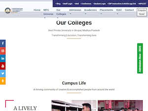 मध्यांचल व्यावसायिक विश्वविद्यालय's official website homepage screenshot