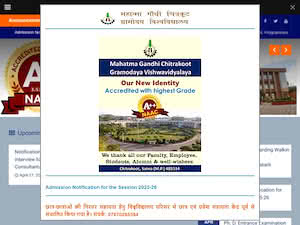 महात्मा गांधी चित्रकूट ग्रामोदय विश्वविद्यालय's official website homepage screenshot
