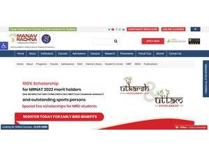 मानव रचना इंटरनेशनल इंस्टीट्यूट ऑफ रिसर्च एंड स्टडीज's official website homepage screenshot