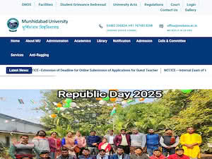 मुर्शिदाबाद विश्वविद्यालय's official website homepage screenshot