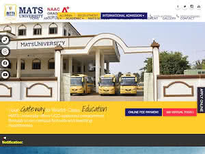 मैट्स विश्वविद्यालय's official website homepage screenshot