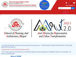 योजना तथा वास्तुकला विद्यालय, भोपाल's official website homepage screenshot