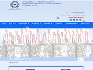 राजस्थान पशु चिकित्सा और पशु विज्ञान विश्वविद्यालय's official website homepage screenshot