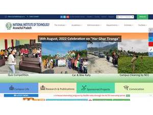 राष्ट्रीय प्रौद्योगिकी संस्थान, अरुणाचल प्रदेश's official website homepage screenshot