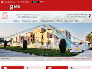 राष्ट्रीय प्रौद्योगिकी संस्थान, कुरुक्षेत्र's official website homepage screenshot