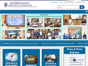 राष्ट्रीय प्रौद्योगिकी संस्थान दिल्ली's official website homepage screenshot