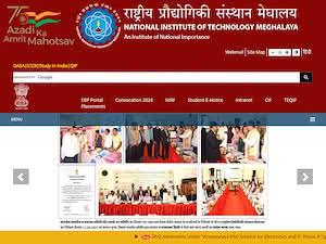 राष्ट्रीय प्रौद्योगिकी संस्थान मेघालय's official website homepage screenshot