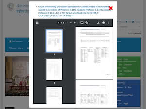 राष्ट्रीय प्रौद्योगिकी संस्थान, रायपुर's official website homepage screenshot