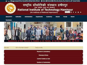 राष्ट्रीय प्रौद्योगिकी संस्थान, हमीरपुर's official website homepage screenshot