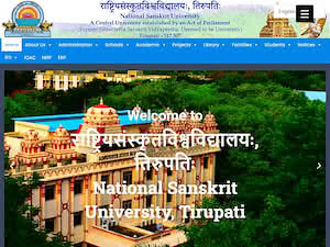 राष्ट्रीय संस्कृत विश्वविद्यालय's official website homepage screenshot