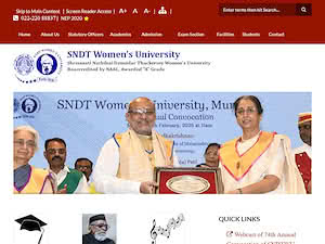 श्रीमती नाथीबाई दामोदर ठाकरसी महिला विद्यापीठ's official website homepage screenshot