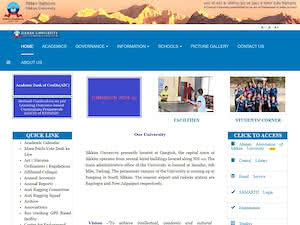 सिक्किम विश्वविध्यालय's official website homepage screenshot