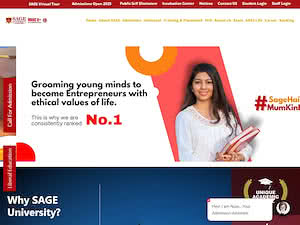 सेज विश्वविद्यालय's official website homepage screenshot