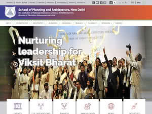 स्कूल ऑफ़ प्लानिंग एंड आर्किटेक्चर's official website homepage screenshot