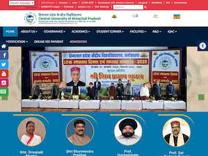 हिमाचल प्रदेश केन्‍द्रीय विश्‍वविद्यालय's official website homepage screenshot