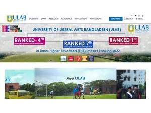 ইউনির্ভাসিটি অব লিবারেল আর্টস বাংলাদেশ's official website homepage screenshot