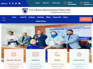 কক্সবাজার ইন্টারন্যাশনাল ইউনিভার্সিটি's official website homepage screenshot
