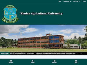 খুলনা কৃষি বিশ্ববিদ্যালয়'s official website homepage screenshot