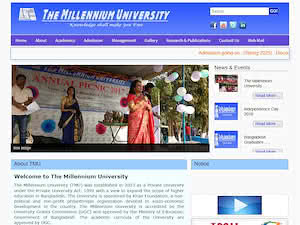 দ্য মিলেনিয়াম ইউনিভার্সিটি's official website homepage screenshot