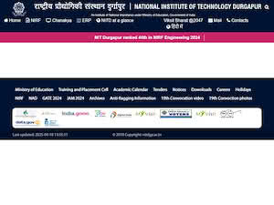 ন্যাশনাল ইনস্টিটিউট অফ টেকনোলজি, দুর্গাপুর's official website homepage screenshot