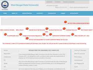 পশ্চিমবঙ্গ রাষ্ট্রীয় বিশ্ববিদ্যালয়'s official website homepage screenshot