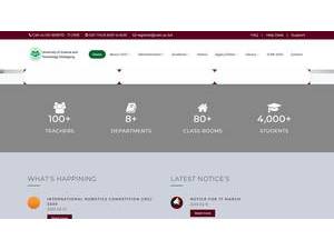 বিজ্ঞাণ ও প্রযুক্তি বিশ্ববিদ্যালয়, চট্টগ্রাম's official website homepage screenshot