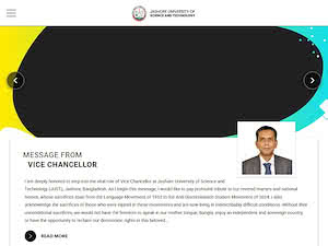 যশোর বিজ্ঞান ও প্রযুক্তি বিশ্ববিদ্যালয়'s official website homepage screenshot