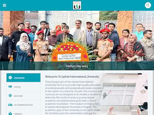 সিলেট ইন্টারন্যাশনাল ইউনিভার্সিটি's official website homepage screenshot
