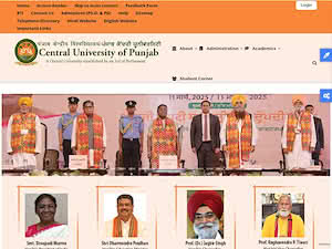 ਪੰਜਾਬ ਕੇਂਦਰੀ ਯੂਨੀਵਰਸਿਟੀ's official website homepage screenshot