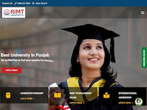 ਰਿਮਟ ਯੂਨੀਵਰਸਿਟੀ's official website homepage screenshot