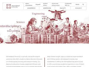 અમદાવાદ યુનિર્વસિટી's official website homepage screenshot