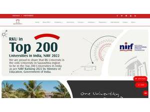 આર.કે. યુનિવર્સિટી's official website homepage screenshot
