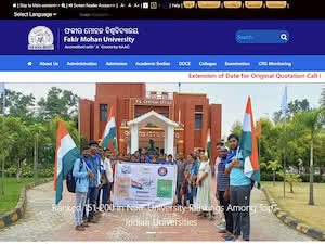 ଫକିର ମୋହନ ବିଶ୍ୱବିଦ୍ୟାଳୟ, ବାଲେଶ୍ୱର's official website homepage screenshot
