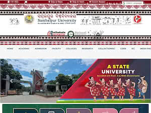 ସମ୍ବଲପୁର ବିଶ୍ୱବିଦ୍ୟାଳୟ's official website homepage screenshot