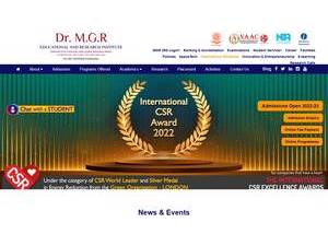 டாக்டர் எம்.ஜி.ஆர். கல்வி மற்றும் ஆராய்ச்சி நிறுவனம்'s official website homepage screenshot