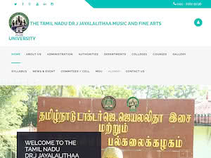 தமிழ்நாடு இசை மற்றும் நுண்கலை பல்கலைக்கழகம்'s official website homepage screenshot