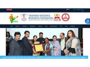 விநாயகா மிஷன் பல்கலைக்கழகம்'s official website homepage screenshot
